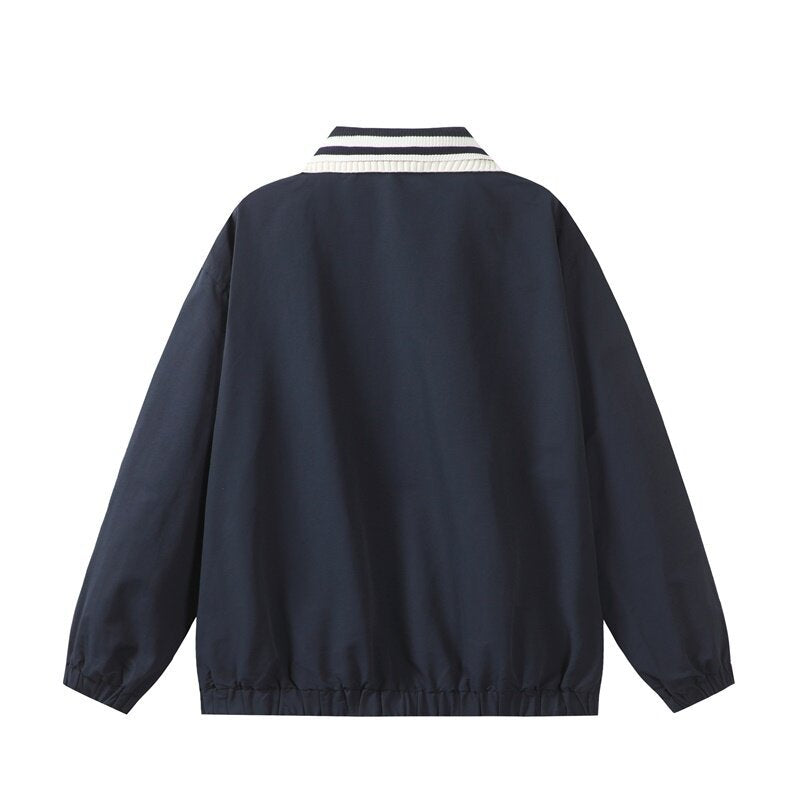 Herren Leichte Harrington‑Style Bomberjacke mit gestreiftem Rippkragen und Druckknopf‑Taschen Shop Nory