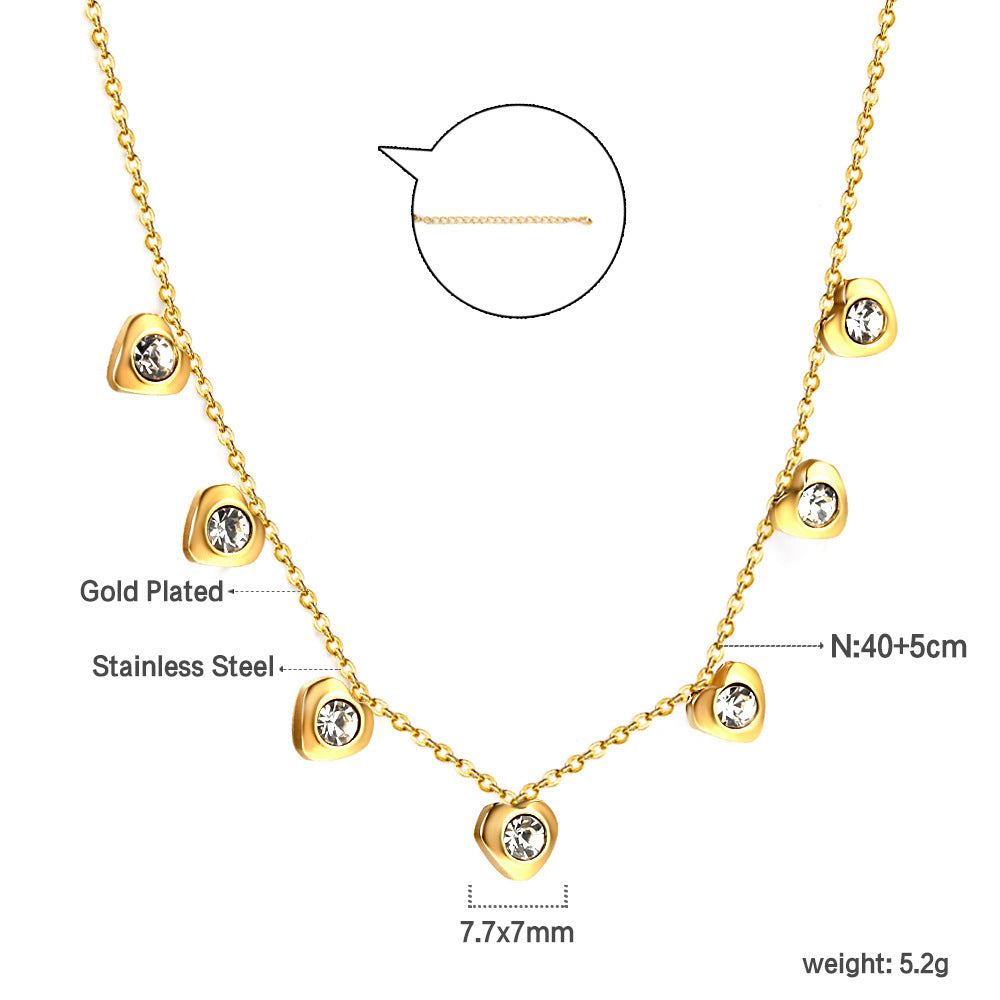 Damen Edelstahl Halskette mit funkelnden blauen Zirkonia-Anhängern Shop Nory