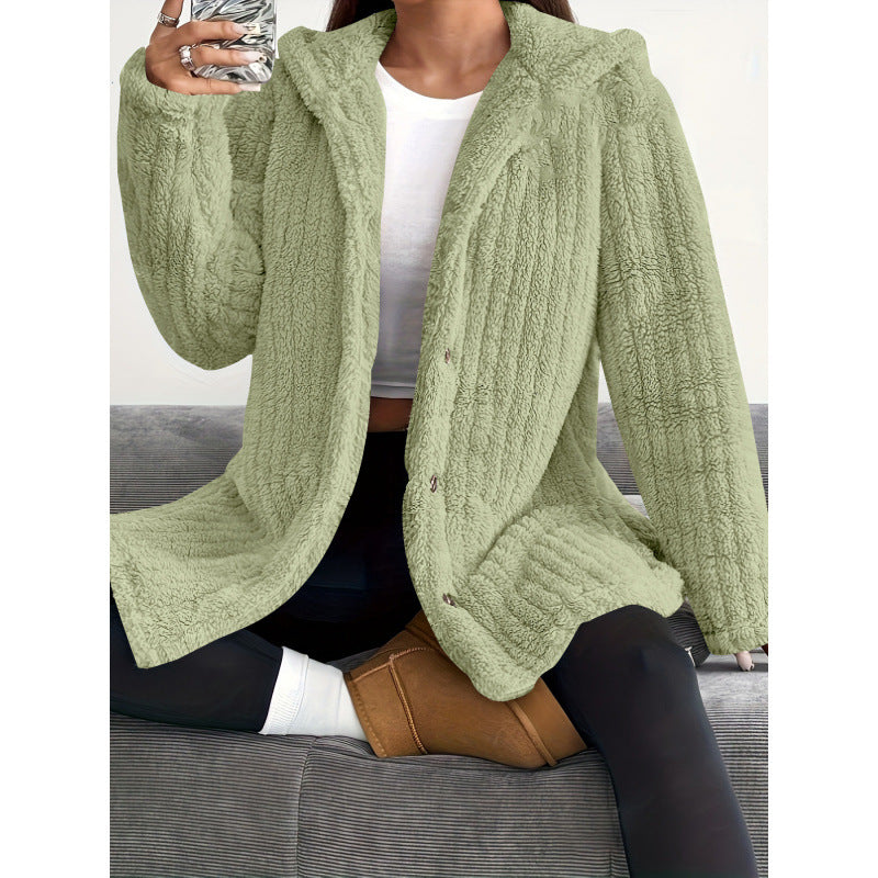 Damen Kuschelige Fleecejacke mit Kapuze Shopnory
