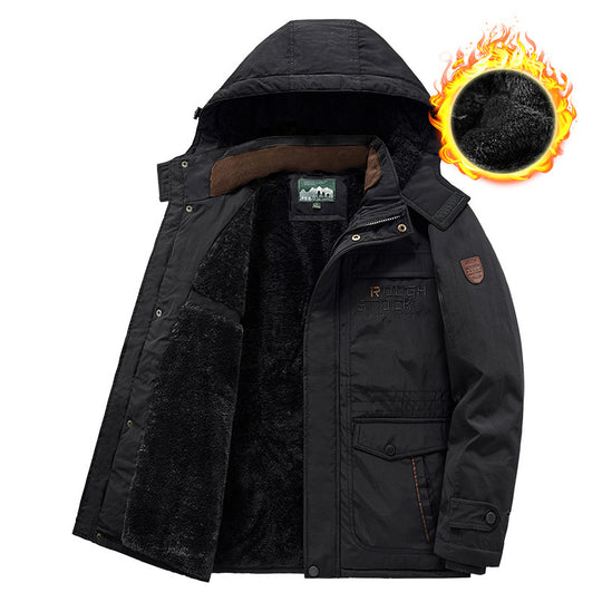 Herren wärmender gefütterter Kapuzenparka mit durchgehendem Teddyfleecefutter und Utility‑Taschen Shop Nory