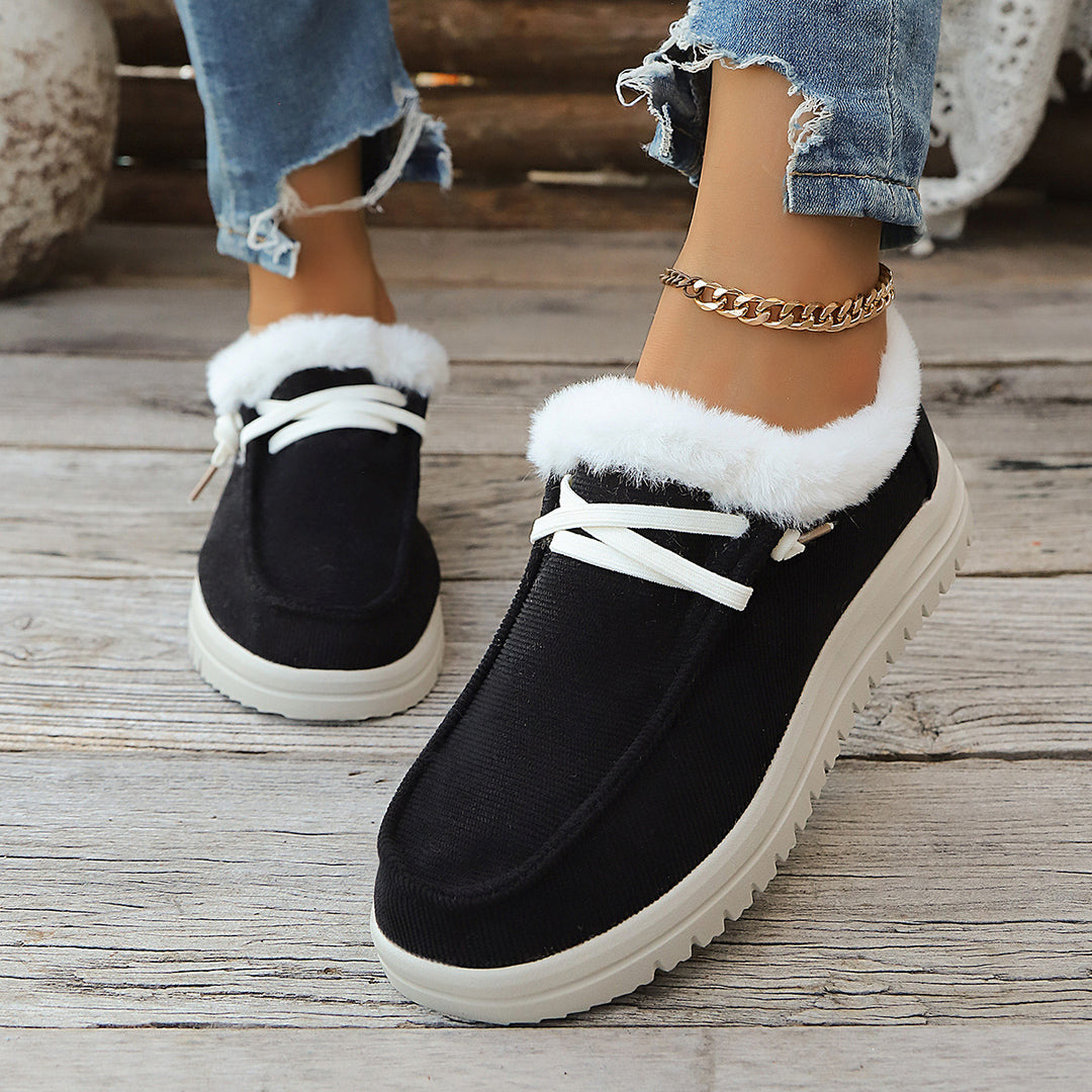 Damen Gefütterte Slip-On-Pantoletten mit Teddyfutter und profilierter Plateau-Sohle Shop Nory