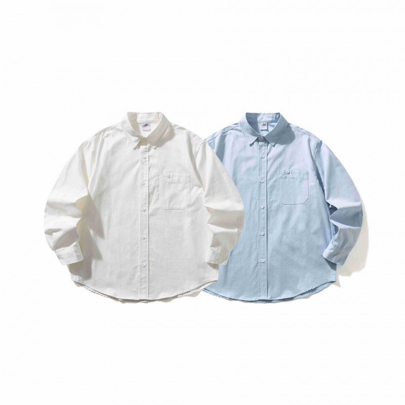 Unisex Oversize-Hemd mit Button-Down-Kragen, Brusttasche und gerundetem Saum Shop Nory