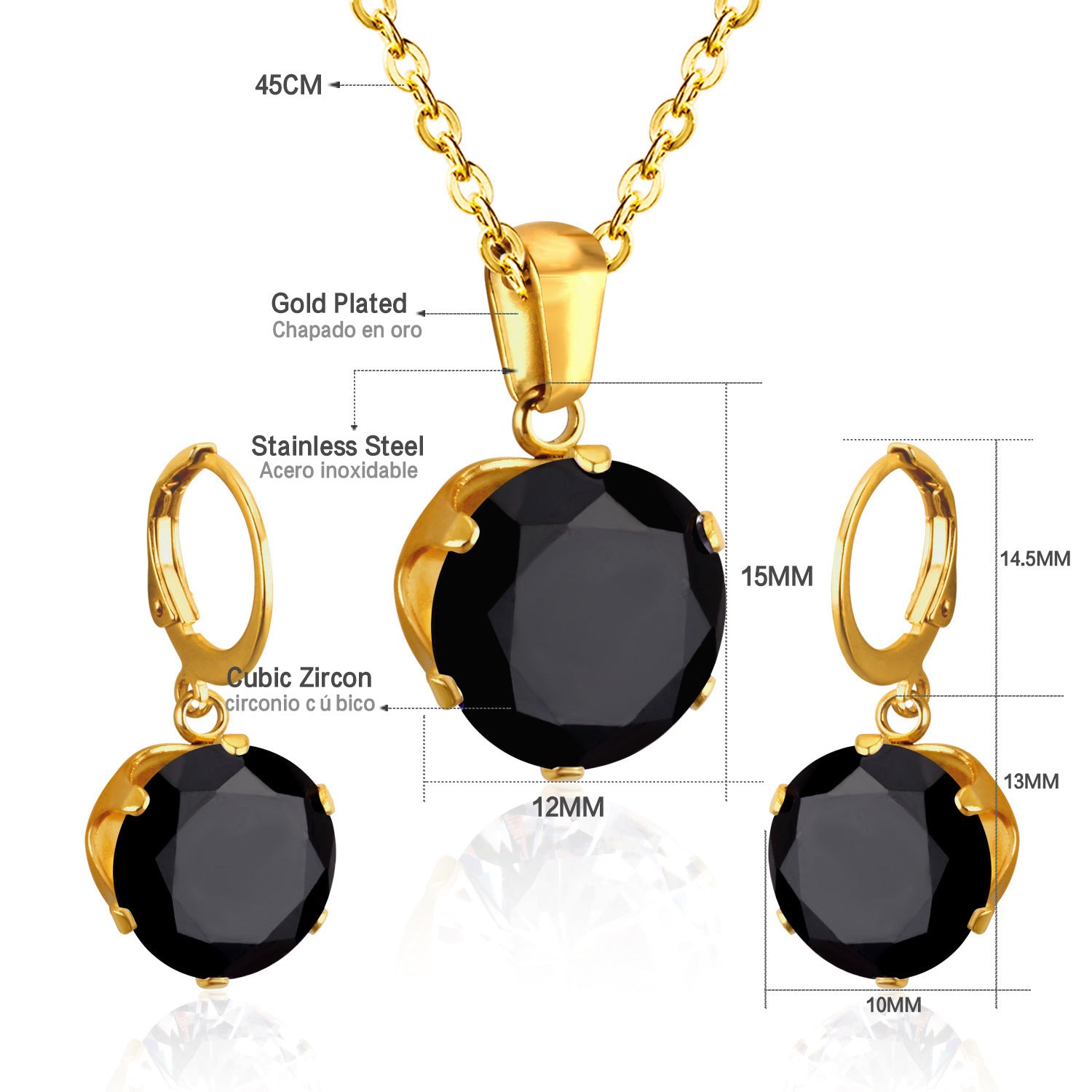 Damen Schmuckset mit funkelndem Zirkonia-Anhänger und Ohrringen aus hochwertigem Edelstahl Shop Nory