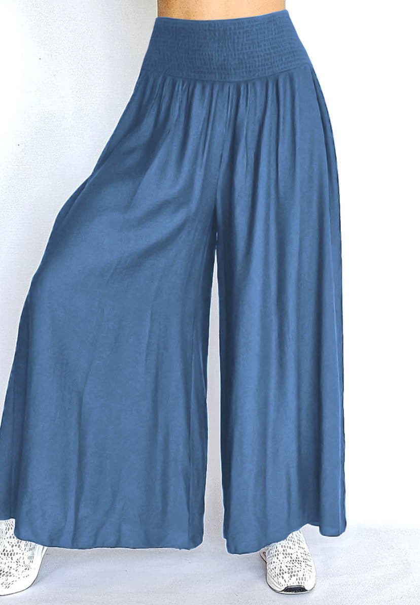 Damen Weite Palazzo-Hose mit elastischem Bund und fließendem Stoff