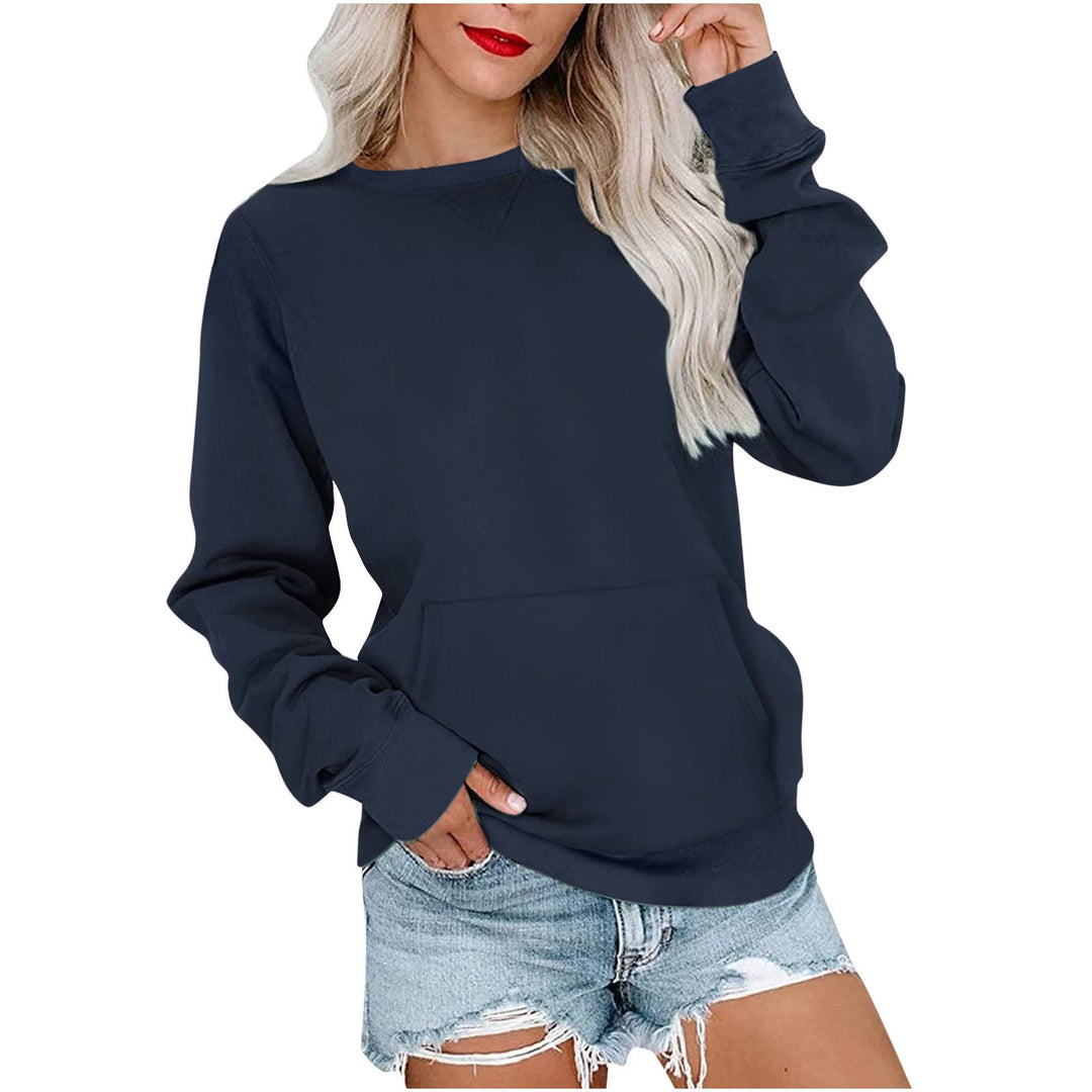 Damen Lockeres Sweatshirt mit Rundhalsausschnitt und Kängurutasche Shop Nory