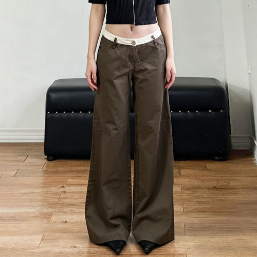 Damen nan Highwaist-Culottehose mit weitem Bein und kontrastierendem Bunddetail Shop Nory