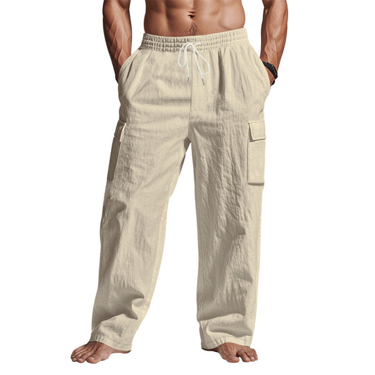 Herren nan lockere Cargo-Freizeithose mit elastischem Tunnelzugbund und mehreren Taschen Shop Nory
