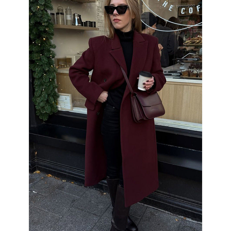 Damen Wool Blend Longcoat Shopnory