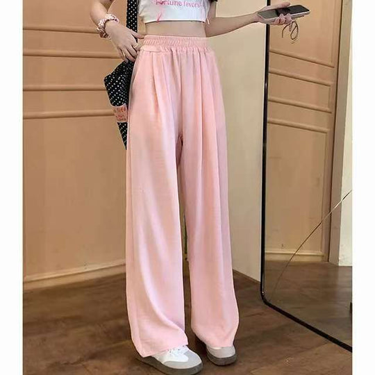 Damen Weite Leinenoptik-Palazzohose mit hoher Taille, Elastikbund und Eingrifftaschen Shop Nory