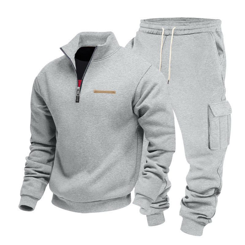 Herren Zip-Pullover- und Cargo-Jogger-Set aus weichem French-Terry Shop Nory