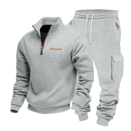 Herren Zip-Pullover- und Cargo-Jogger-Set aus weichem French-Terry Shop Nory