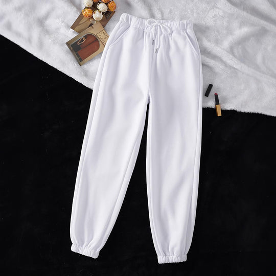 Damen nan hochgeschnittene Jogginghose aus weicher Fleece Baumwollmischung mit elastischem Bund Kordelzug und Eingrifftaschen Shop Nory