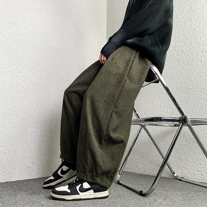 Unisex Extraweit geschnittene Cord-Loungehose mit Tunnelzug und elastischen Bündchen Shop Nory