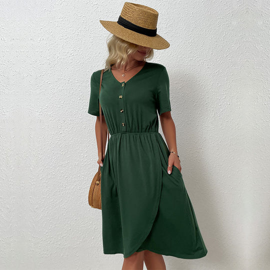 Damen Wickelkleid mit Knopfdetails Shop Nory