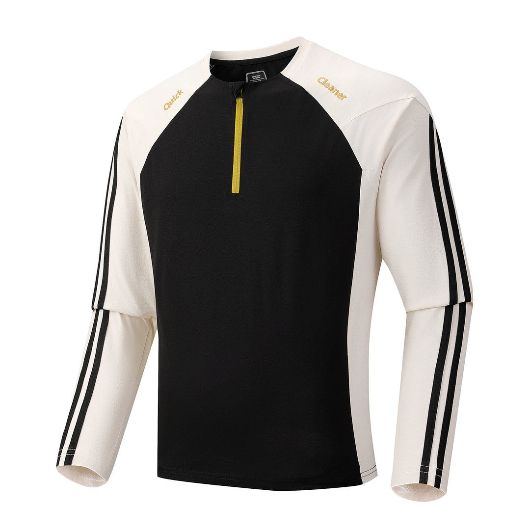 Herren Atmungsaktives Langarm-Trainingsshirt mit kurzem Reißverschluss und Raglanärmeln Shop Nory