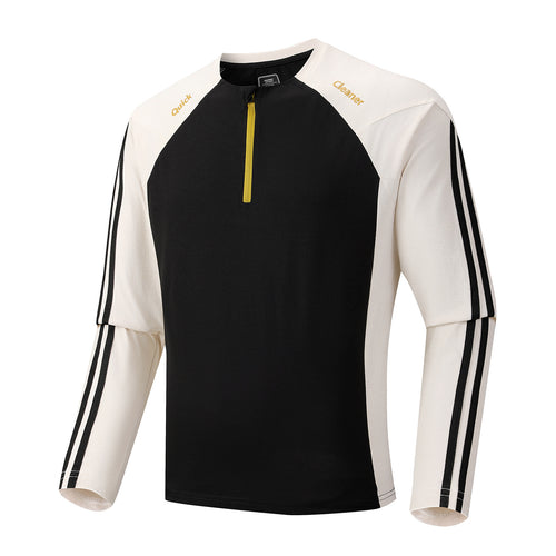 Herren Atmungsaktives Langarm-Trainingsshirt mit kurzem Reißverschluss und Raglanärmeln Shop Nory