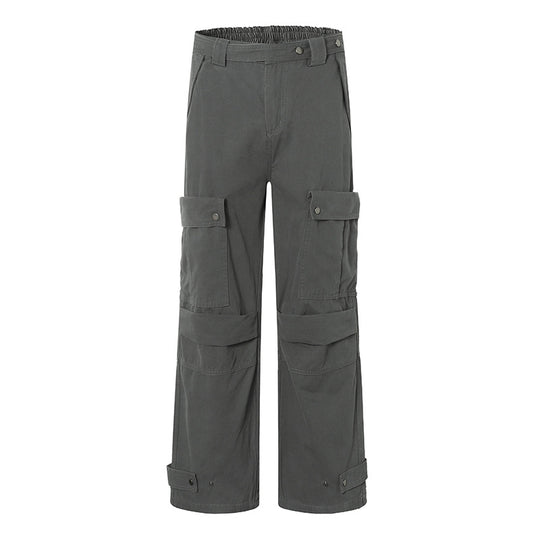 Damen weite Cargo-Culottehose mit hohem Bund, elastischem Taillenpass und Multi-Taschen Shop Nory