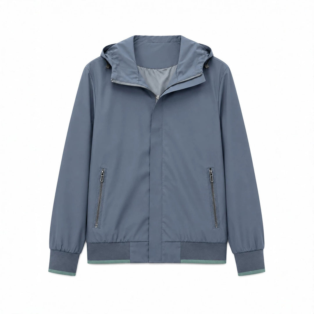Herren Kapuzen-Blouson Leichter Windbreaker mit geripptem Saum und verdeckter Reißverschlussleiste Shop Nory