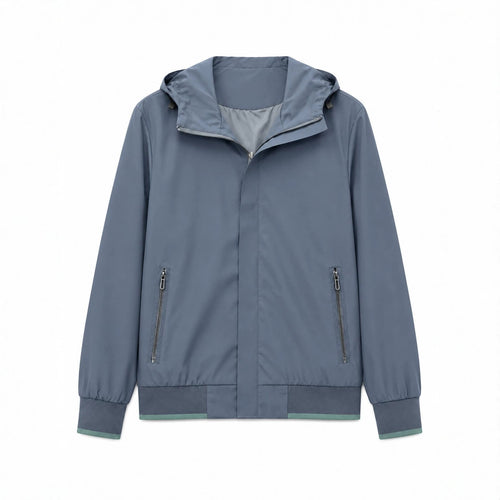 Herren Kapuzen-Blouson Leichter Windbreaker mit geripptem Saum und verdeckter Reißverschlussleiste Shop Nory