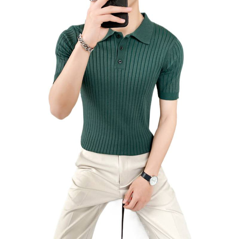 Herren Modisches Kurzarm-Polohemd mit Rippenstruktur Shop Nory