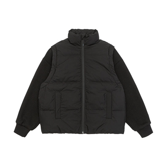 Herren Gefütterte Hybrid‑Steppjacke mit Strickärmeln und hohem Stehkragen Shop Nory