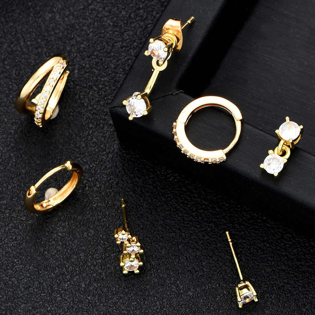 Damen Ohrstecker-Set mit funkelnden Kristallen und modernen Designs Shop Nory