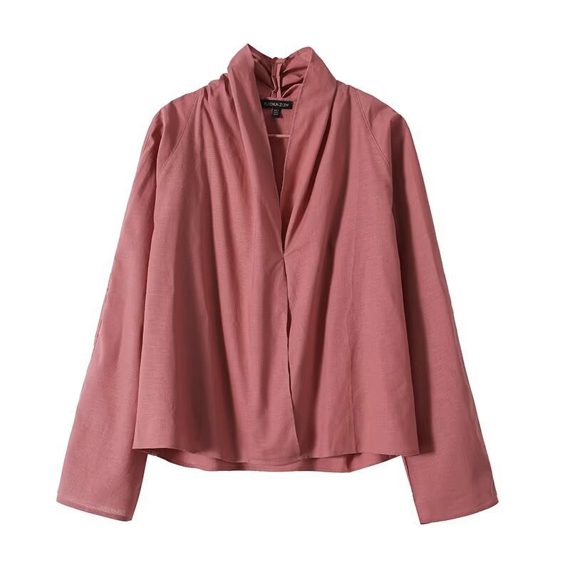 Damen Leichte Viskose‑Bluse mit offenem Schalkragen und kastiger Silhouette Shop Nory