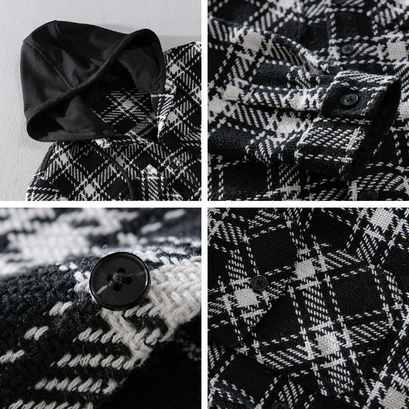 Herren Karierter Overshirt mit gesteppter Kapuze und Thermofutter Shop Nory