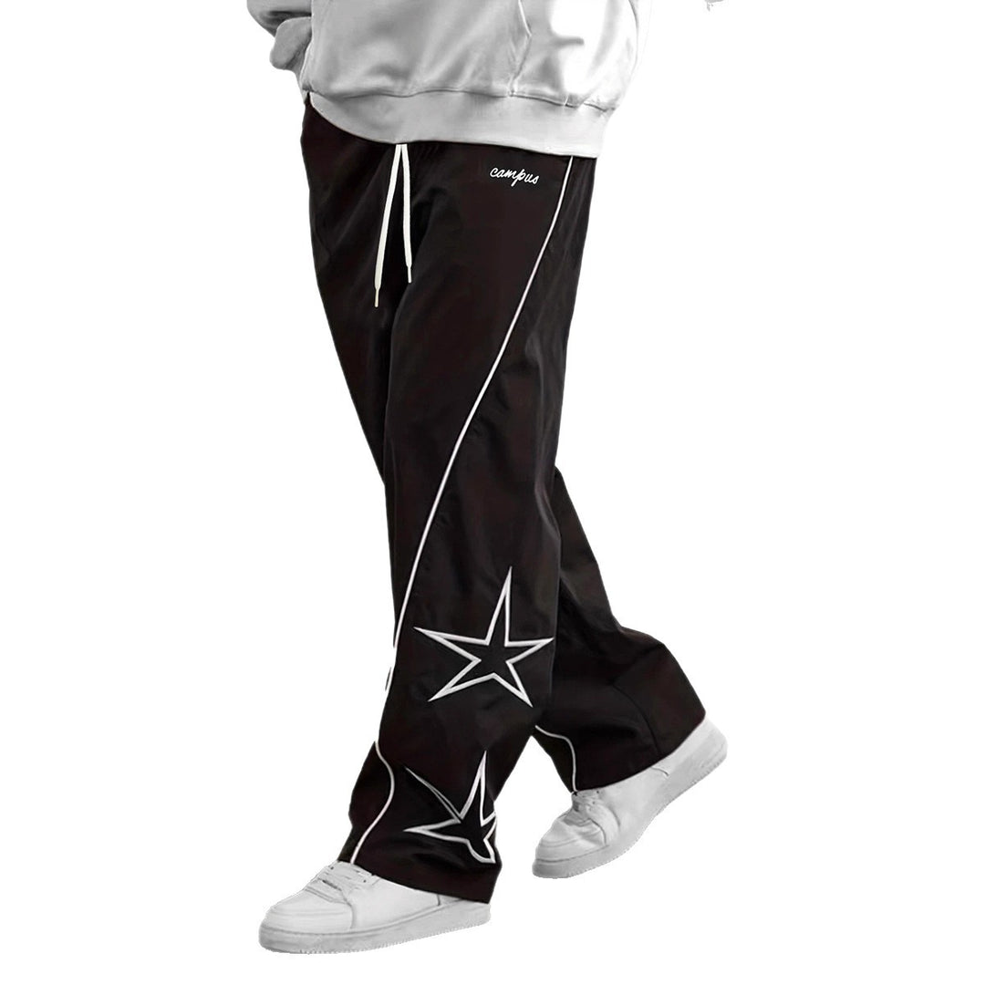 Herren Weite Trackpants mit Kontrastpaspel, Kordelzug und Sternapplikation Shop Nory