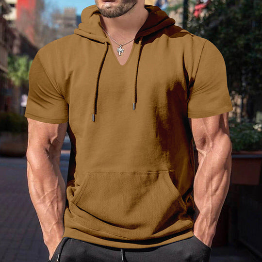 Herren lässiges Kapuzenshirt mit V-Ausschnitt und praktischer Bauchtasche