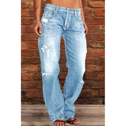 Damen Lockere Destroyed-Jeans mit weitem Bein und niedriger Taille Shop Nory