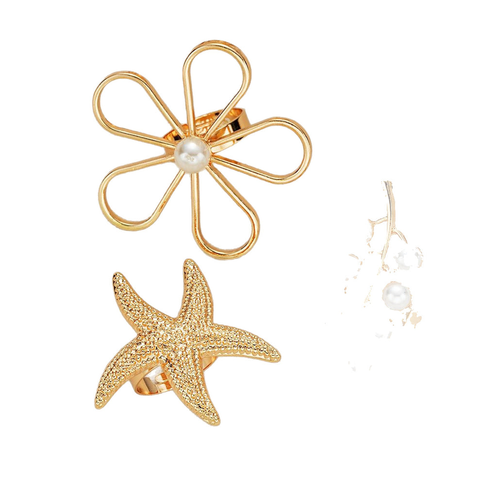 Damen modisches Ringe-Set mit maritimen und floralen Elementen Shop Nory