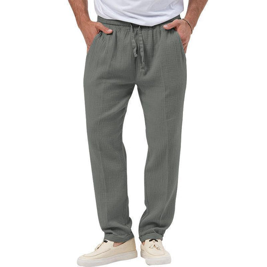Herren nan entspannte Baumwoll-Musselin-Hose mit elastischem Tunnelzugbund und geradem Bein Shop Nory