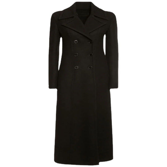 Damen Eleganter bodenlanger Wollmix‑Longcoat im Clean‑Cut Doppelreiher mit strukturierter Schulterpartie Shop Nory