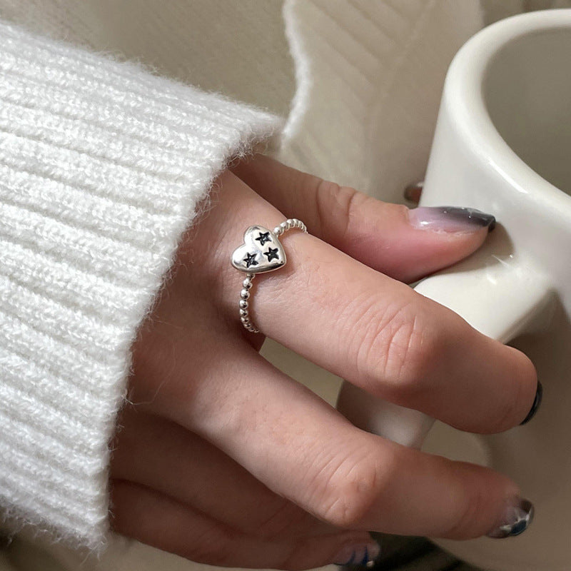 Damen herzförmiger Ring mit Sternen Shop Nory