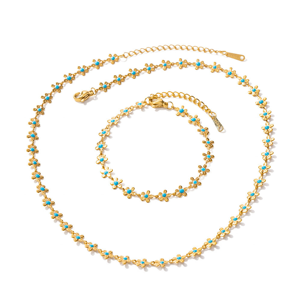 Damen Kette mit zarten Blumenelementen und hochwertiger Edelstahlverarbeitung Shop Nory