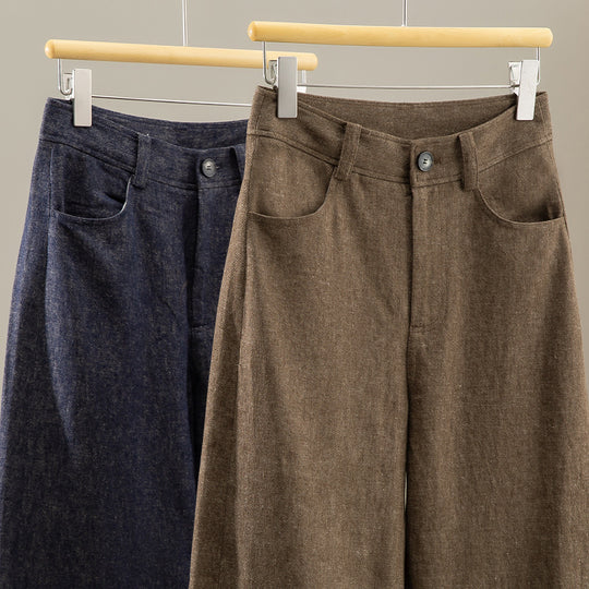 Damen Weite High-Waist-Jeanshose mit Bügelfalte und Umschlagsaum Shop Nory