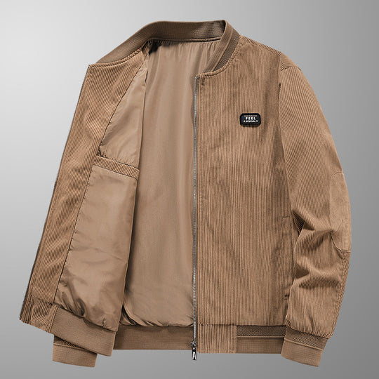 Herren Cord-Blouson im Bomberstil mit Ellbogenpatches und verdeckter Innentasche Shop Nory