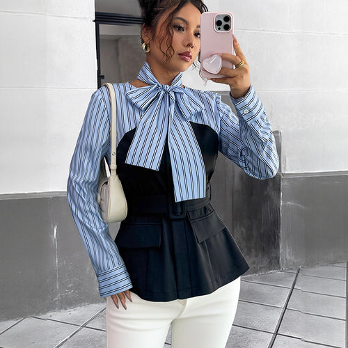 Damen Modische Bluse mit Schleifendetails Shop Nory