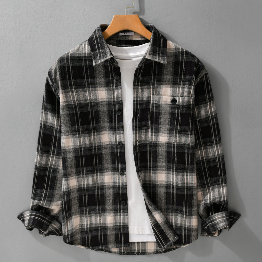 Herren Kariertes Flanell‑Hemdjacke im Overshirt‑Stil mit weich gebürsteter Oberfläche Shop Nory