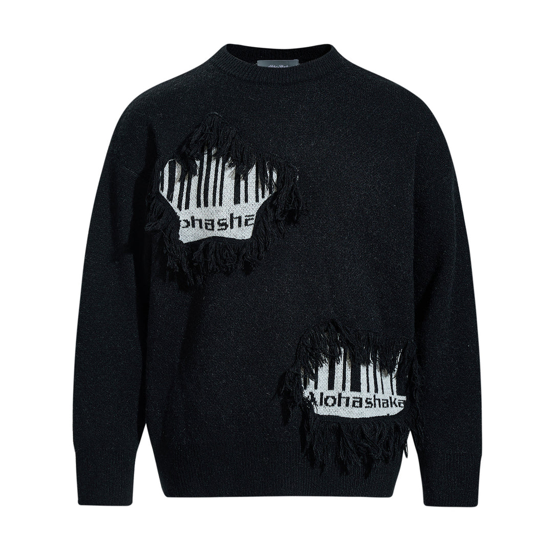 Herren Strickpullover mit Fransen-Applikation und Intarsien Shop Nory