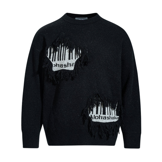 Herren Strickpullover mit Fransen-Applikation und Intarsien Shop Nory