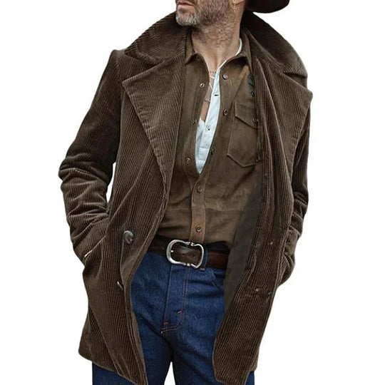 Herren Cordmantel mit breitem Revers und doppelreihiger Knopfleiste Shop Nory