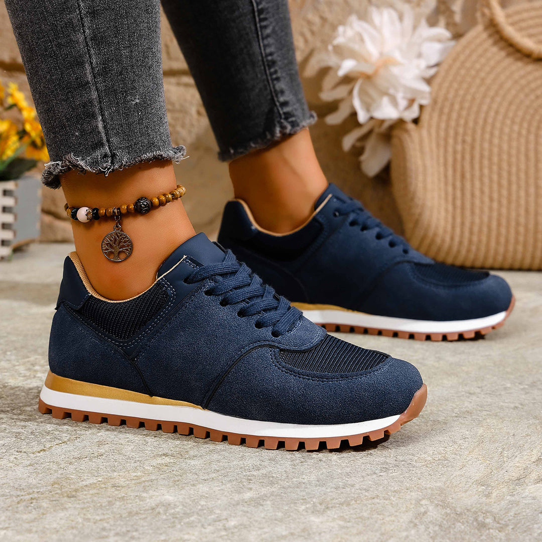 Damen leichte Retro-Lauf- und Freizeitsneaker mit gepolstertem Komfortfußbett und griffiger Profilsohle Shop Nory