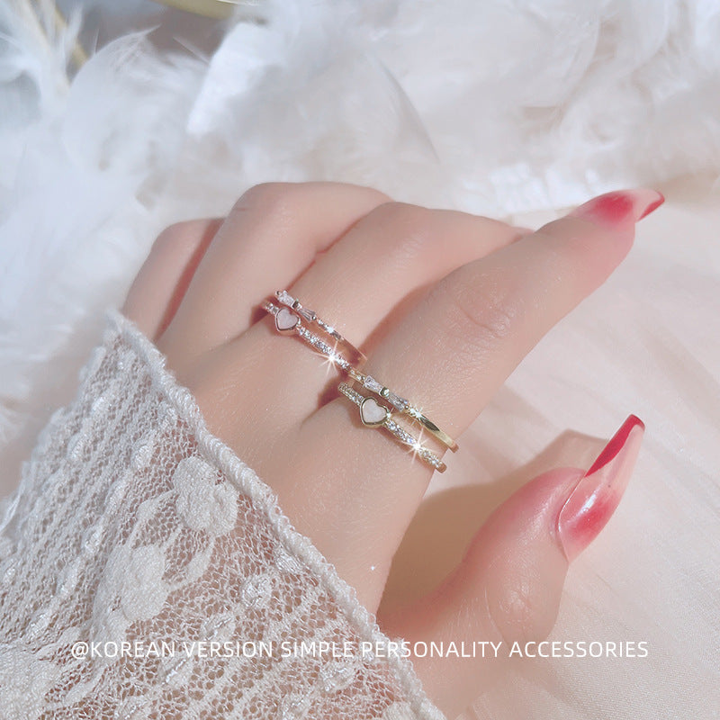 Damen Offener Ring mit funkelndem Herz-Design und Zirkonia-Besatz Shop Nory
