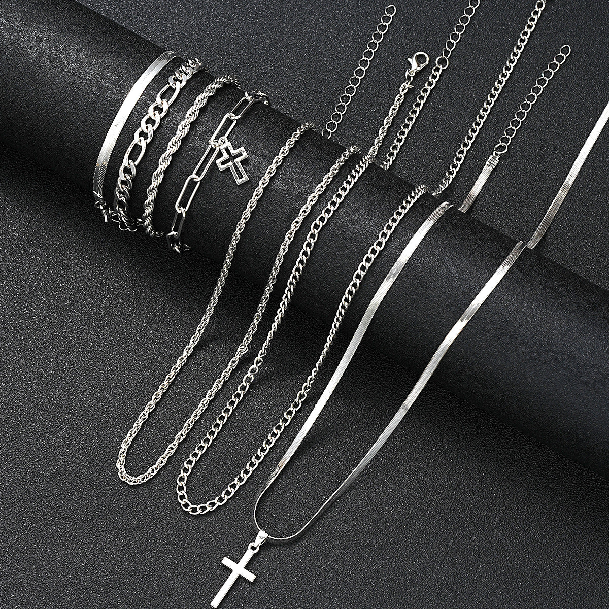Damen mehrschichtiges Schmuckset mit Kreuzanhängern Shop Nory