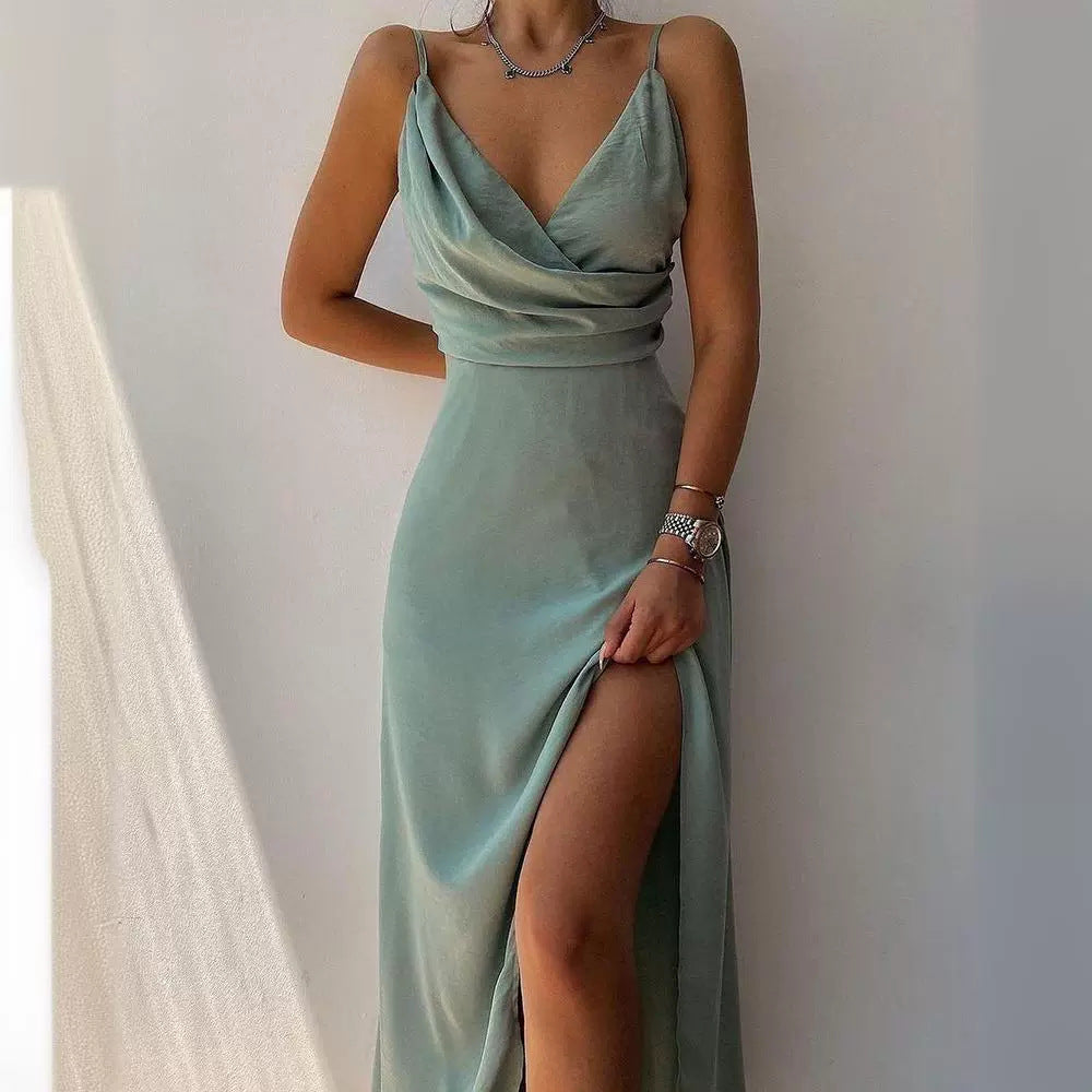 Damen Elegantes Maxikleid mit schickem Wickelausschnitt und verführerischem Schlitz