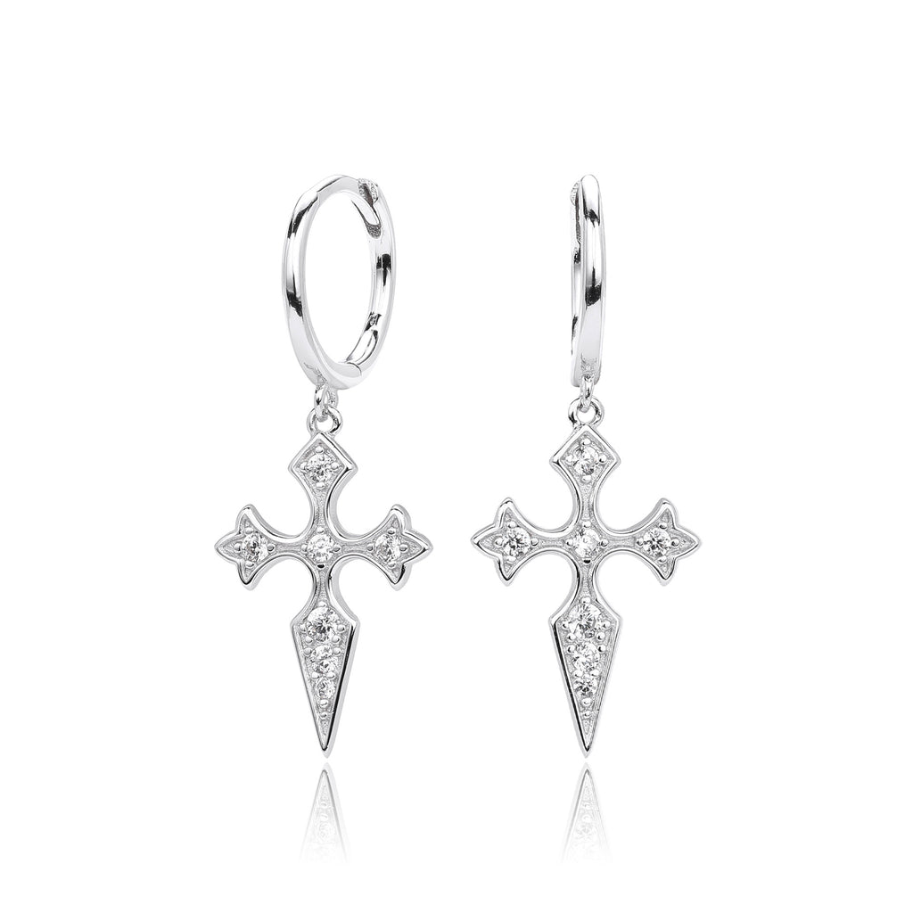 Damen Ohrhänger im Kreuzdesign aus hochwertigem 925 Sterling Silber mit funkelnden 5A Zirkonen Shop Nory