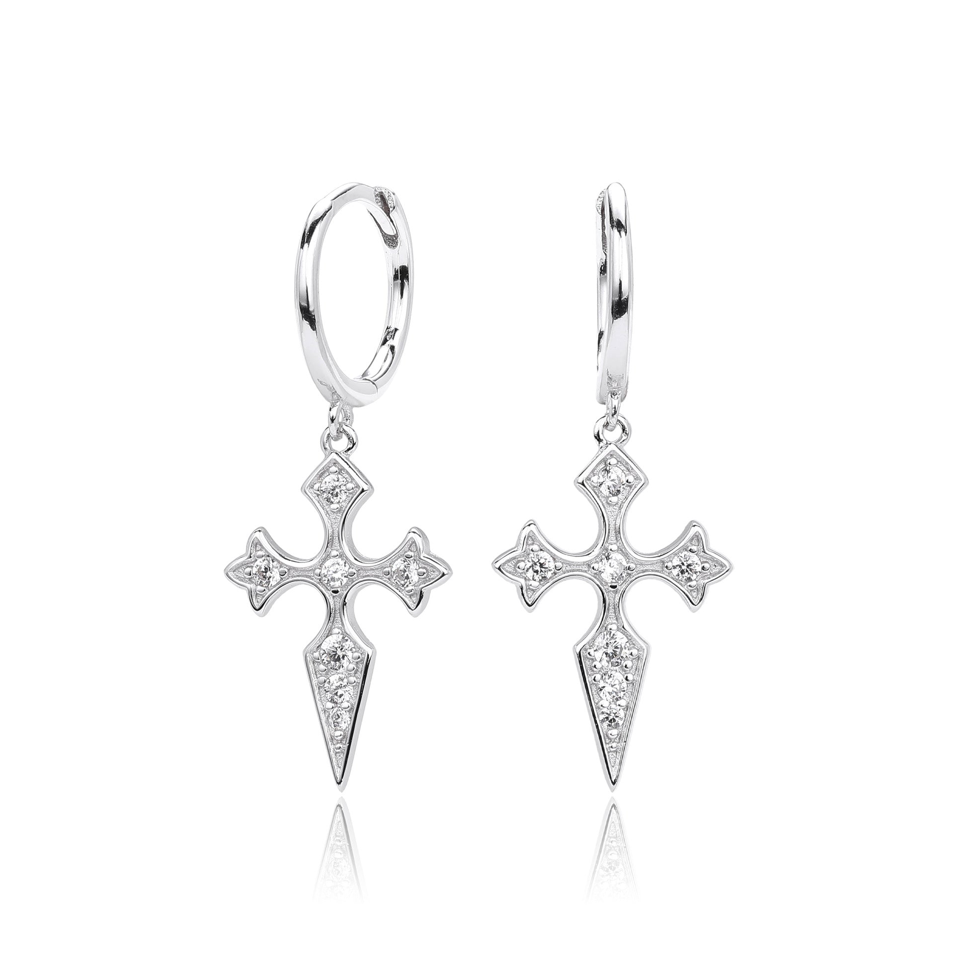 Damen Ohrhänger im Kreuzdesign aus hochwertigem 925 Sterling Silber mit funkelnden 5A Zirkonen Shop Nory