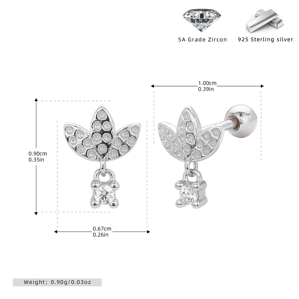 Damen Ohrstecker mit luxuriösem Blattdesign aus 925 Sterling Silber Shop Nory